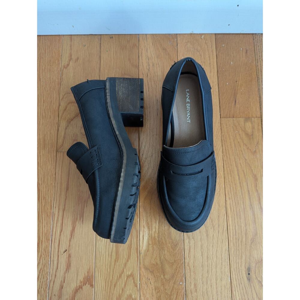 Lane Bryant Black Chunky Heel Loafers